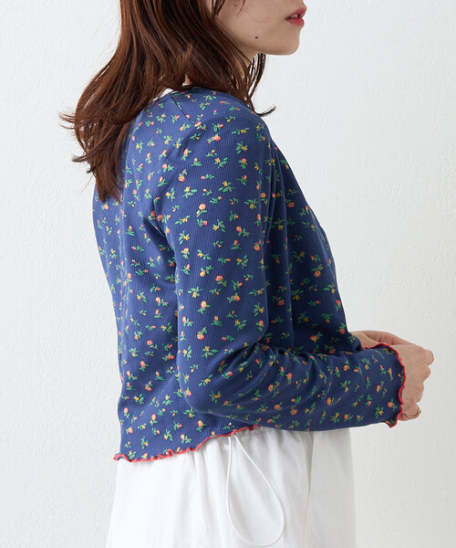 tシャツ 花柄テレコカーディガン レディース w closet tシャツ 小花柄メロウカーディガン レディース