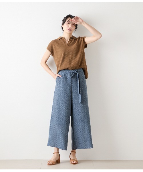 グレー ポロシャツ レディース NEWYORKER ポロシャツ ポロ コットンブークレー スキッパー