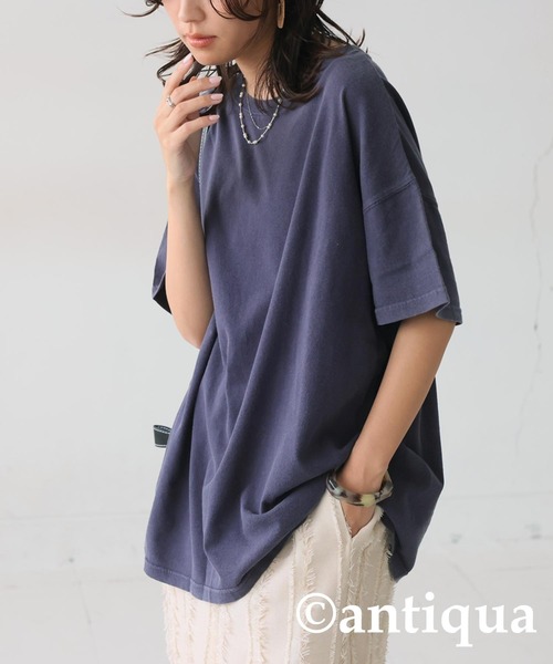 アシッドウォッシュ リラックスTシャツ antiqua tシャツ アシッドウォッシュTシャツ レディース