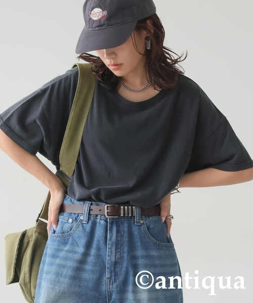 アシッドウォッシュ リラックスTシャツ antiqua tシャツ アシッドウォッシュTシャツ レディース