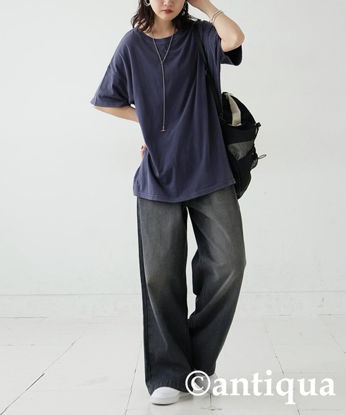 アシッドウォッシュ リラックスTシャツ antiqua tシャツ アシッドウォッシュTシャツ レディース