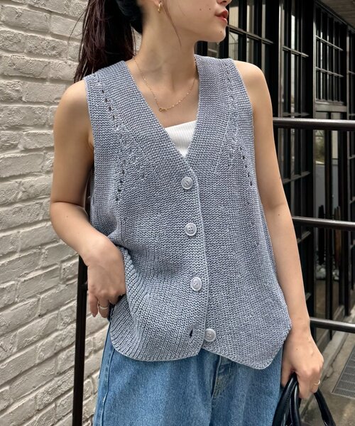 ニット セーター 和紙ニットベスト レディース 和紙ニットベスト（ニット/セーター）｜LOUNGEDRESS（ラウンジ