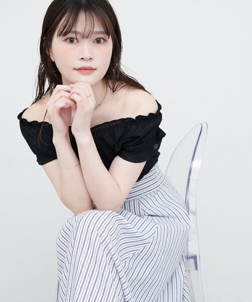 natural couture ブラウス シャツ 綿麻ギャザーフリルブラウス