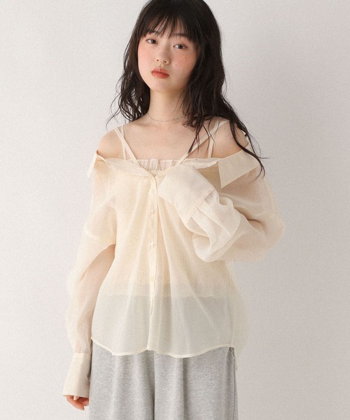 ブラウス シャツ 2WAYシアーシャツ/キャミ2P　578281 レディース