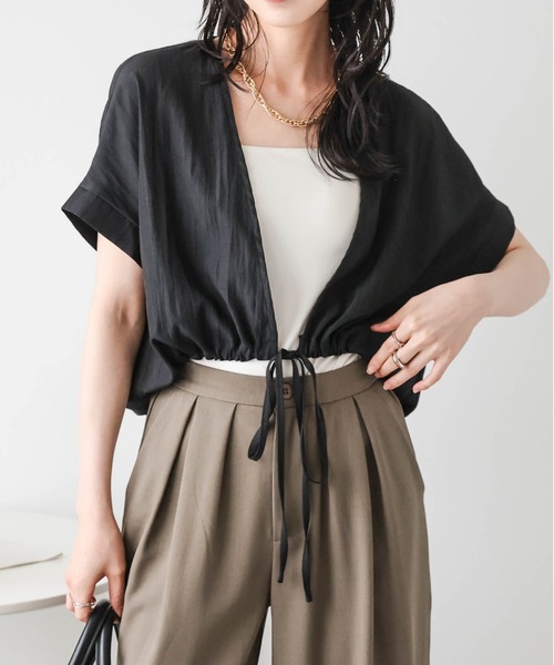 SUGAR BISKET ブラウス シャツ 裾ドロストシャーリングシャツ