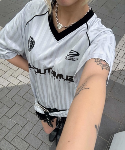 tシャツ 半袖 ストライプユニフォームTシャツ レディース メンズ