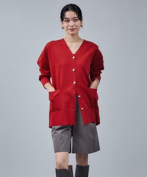 洗える✨ウール100% オールドイングランド カーディガン 金ボタン 赤 40L 洗える✨ウール100% オールドイングランド カーディガン 金ボタン 赤