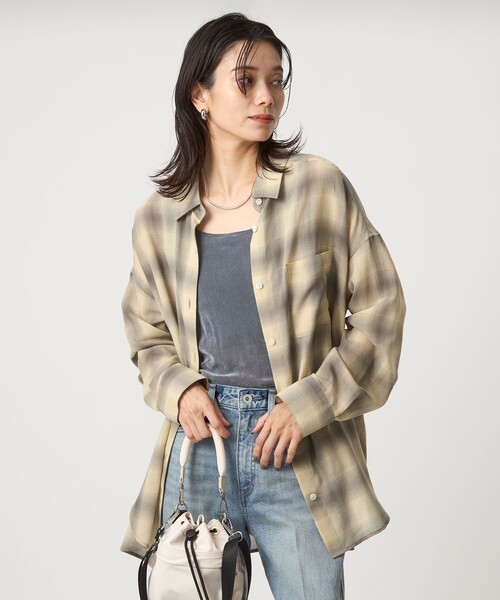 ブラウス シャツ 「size SHORTあり」シアー チェック シャツ レディース