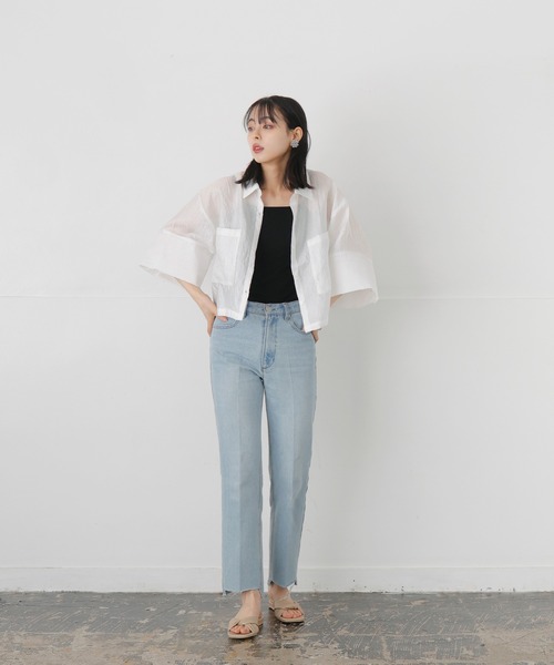 [LIAN] повреждение обработка Denim брюки MEDIUM оттенок голубого прочее женский 