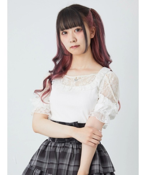 tシャツ 肩フリルテレコTOPS レディース