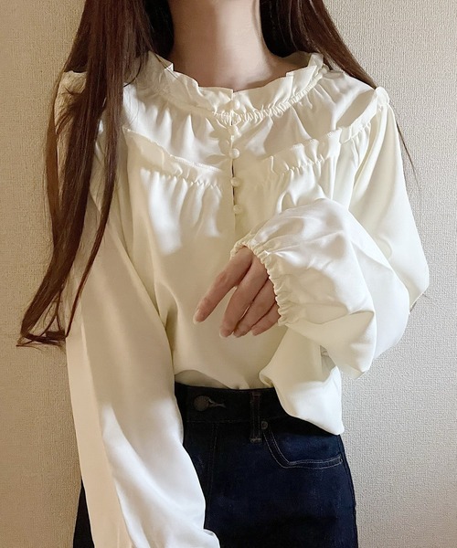 Nana ブラウス シャツ ネックフリルブラウス レディース : ZOZOTOWN