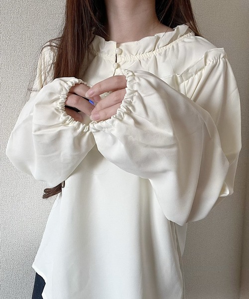 Nana ブラウス シャツ ネックフリルブラウス レディース : ZOZOTOWN