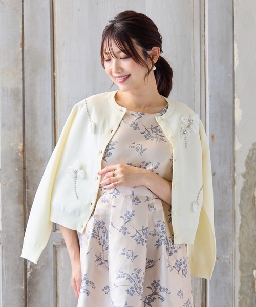 Rose Tiara（ローズティアラ） カーディガン フラワーモチーフニット