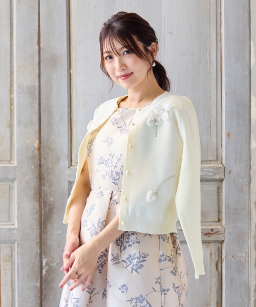Rose Tiara（ローズティアラ） カーディガン フラワーモチーフニット