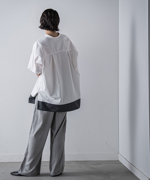 la.f（ラ・エフ） ブラウス シャツ 裾配色スキッパーシャツ「洗濯機