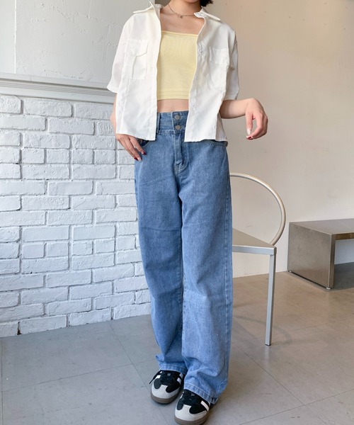[SHEPP] Denim брюки S sax голубой женский 