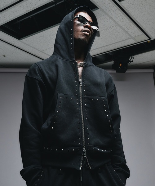 ANDER HUNK パーカー Studs Design Zip-up Parker / スタッズ