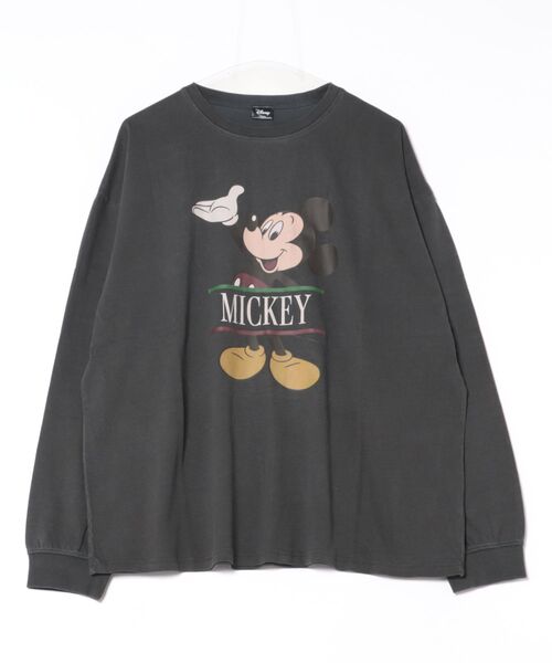 Disney（ディズニー） tシャツ ピグメントロングスリーブTシャツ