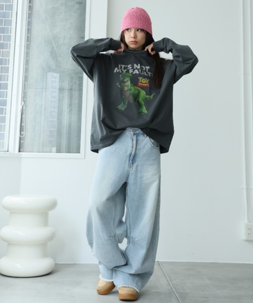 Disney（ディズニー） tシャツ ピグメントロングスリーブTシャツ