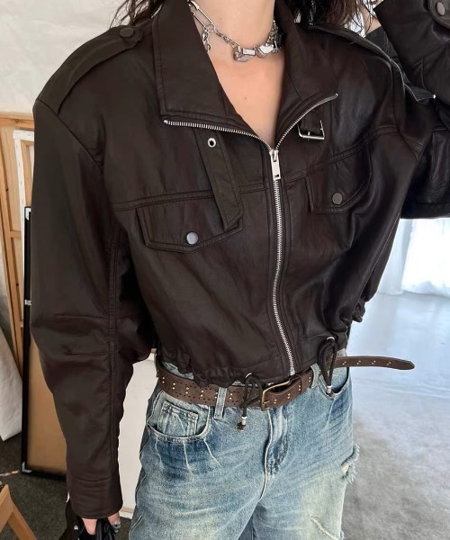 KOM（ドットコム） レザージャケット ライダース A'GEM/9 × 「.KOM