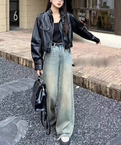 D&G 花柄 本革 デニム ライダース レザー ジャケット KOM（ドットコム） レザージャケット ライダース レディース