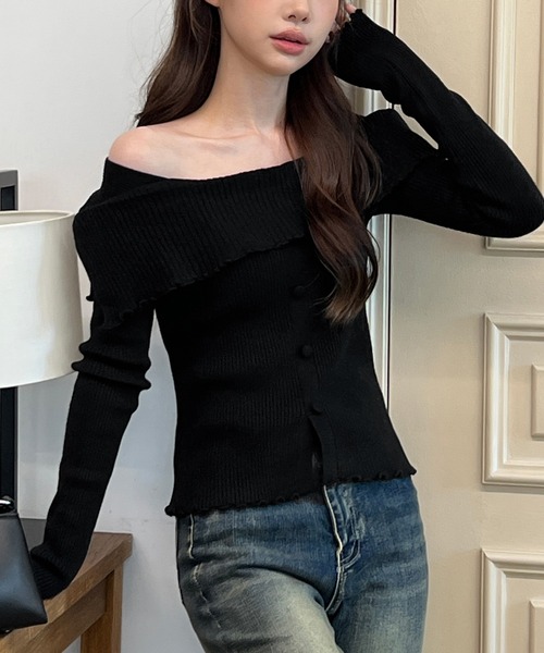 todayfull フリルグリッターニット【新品】 Oggi.jp掲載】透かし編みフリルニット | NATURAL BEAUTY BASIC