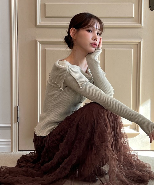 todayfull フリルグリッターニット【新品】 Oggi.jp掲載】透かし編みフリルニット | NATURAL BEAUTY BASIC