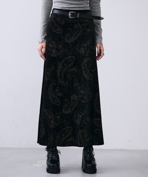 MONOe スカート ペイズリーベロアロングスカート : ZOZOTOWN Yahoo!店