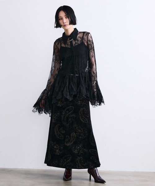 MONOe スカート ペイズリーベロアロングスカート : ZOZOTOWN Yahoo!店