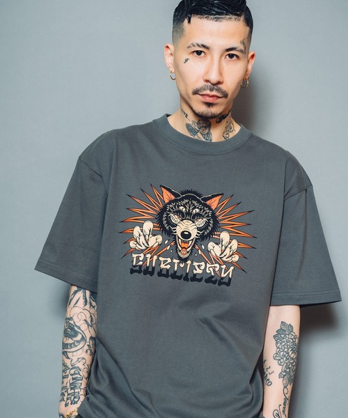 「Subciety」 半袖Tシャツ LARGE スミクロ メンズ_画像6
