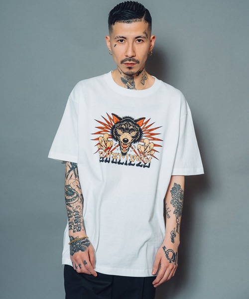 「Subciety」 半袖Tシャツ LARGE スミクロ メンズ_画像7