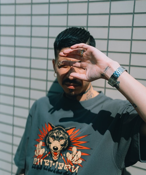 「Subciety」 半袖Tシャツ LARGE スミクロ メンズ_画像9