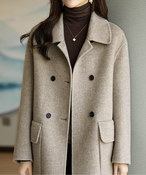 コート アウター ヘリンボーンロングコート レディース : ZOZOTOWN