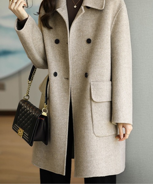 コート アウター ヘリンボーンロングコート レディース : ZOZOTOWN