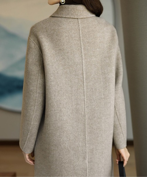 コート アウター ヘリンボーンロングコート レディース : ZOZOTOWN