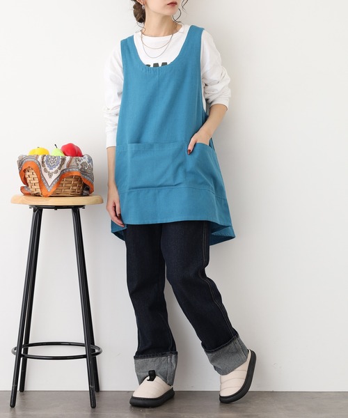 l'atelier Nuuit（アトリエ ヌイ） エプロン 綿麻Aラインショート
