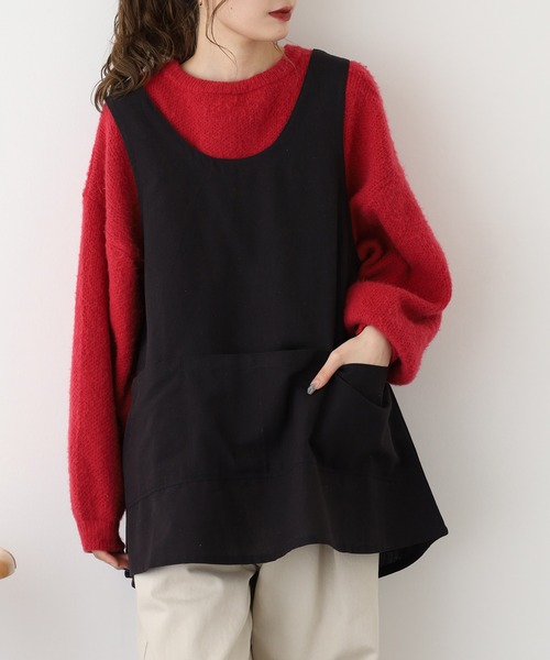 l'atelier Nuuit（アトリエ ヌイ） エプロン 綿麻Aラインショート