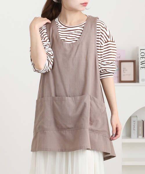 l'atelier Nuuit（アトリエ ヌイ） エプロン 綿麻Aラインショート
