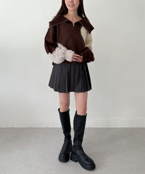 archives（アルシーヴ） ニット セーター ハーフZIPインターシャ