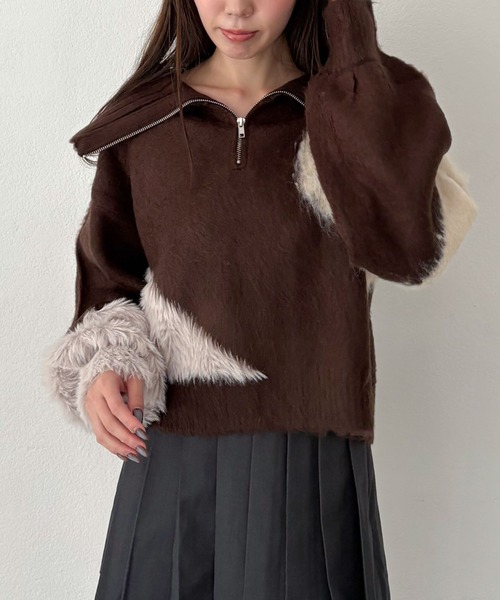 トップス archive cp company half zip hoodie archives（アルシーヴ） ニット セーター ハーフZIPインターシャ