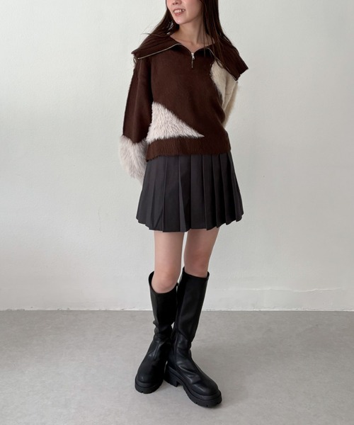 archives（アルシーヴ） ニット セーター ハーフZIPインターシャ