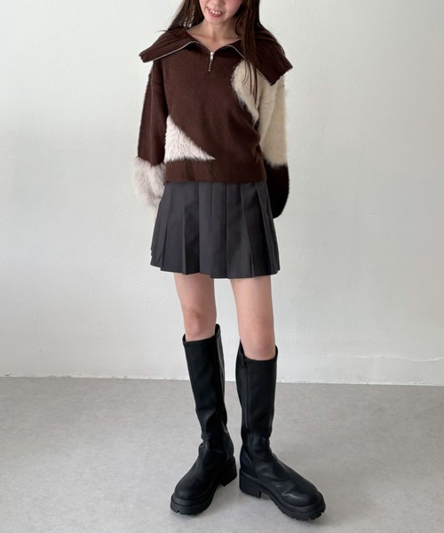 archives（アルシーヴ） ニット セーター ハーフZIPインターシャ