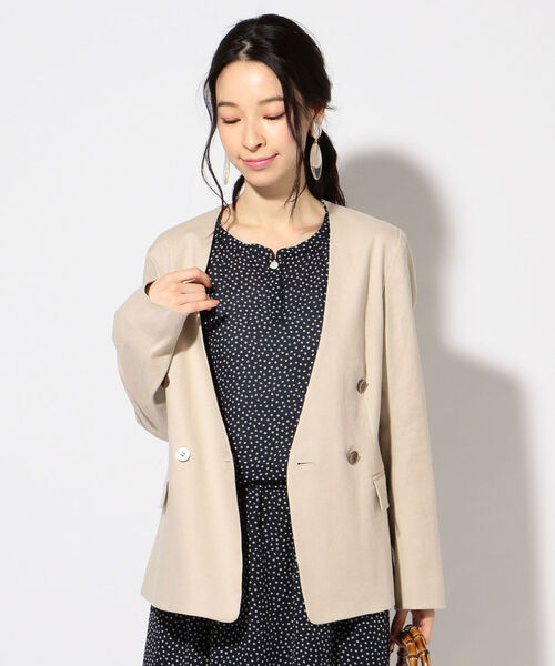 SHIPS for women - 【新品】SHIPS ノーカラージャケット サイズ38 SHIPS（シップス） ノーカラージャケット 38 ネイビー レディース