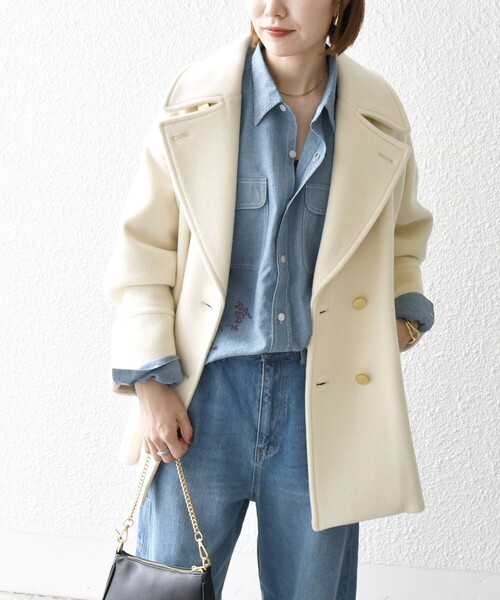 【美品】SHIPS any フード付きピーコート（フリーサイズ）1000円値引中 SHIPS any 「SHIPS any」 ピーコート ONE SIZE ブラック レディース