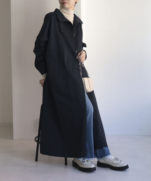 「fredy emue」 ステンカラーコート 38 ネイビー レディース_画像3