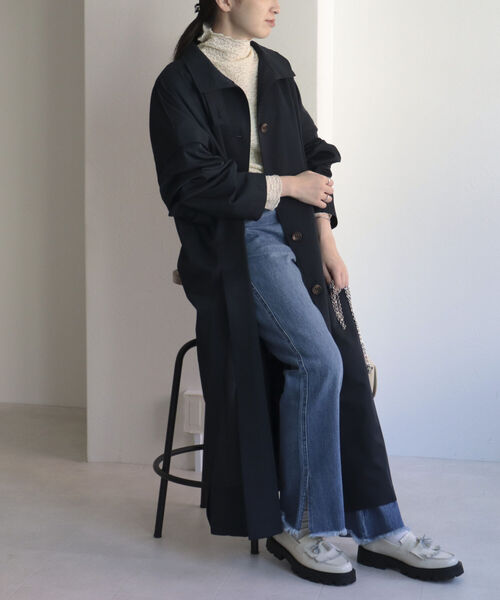 「fredy emue」 ステンカラーコート 38 ネイビー レディース_画像5