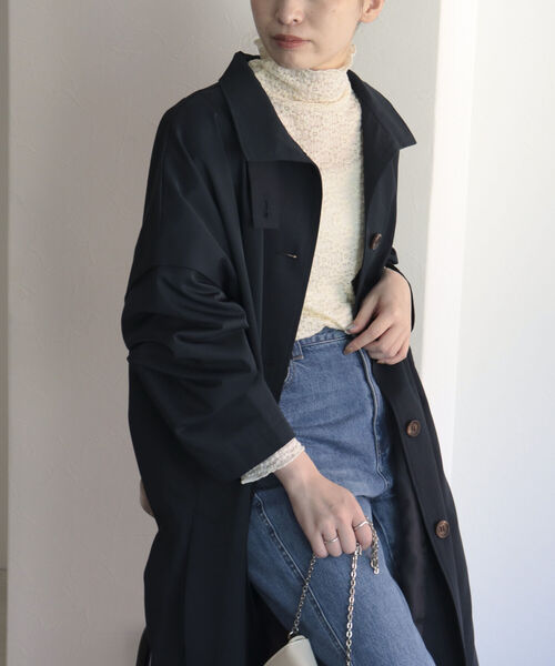 「fredy emue」 ステンカラーコート 38 ネイビー レディース_画像7