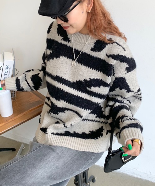 「SHAGGIE」 長袖ニット FREE ブラック レディース_画像4