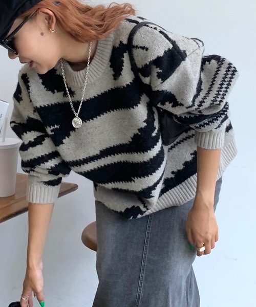 「SHAGGIE」 長袖ニット FREE ブラック レディース_画像5