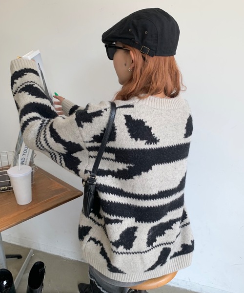 「SHAGGIE」 長袖ニット FREE ブラック レディース_画像6